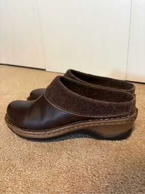 Josef Seibel Brown Leather and Wool Mules